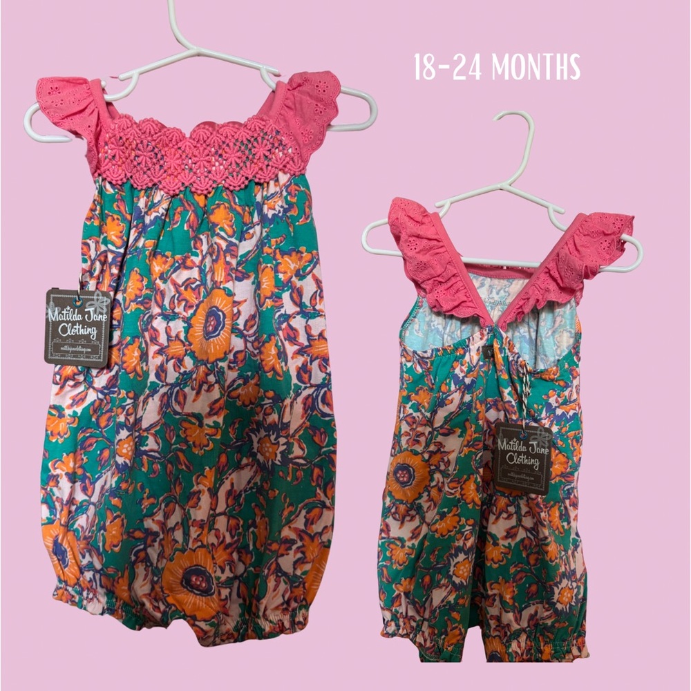 Matilda Jane Pink and Green Floral Jumpsuit